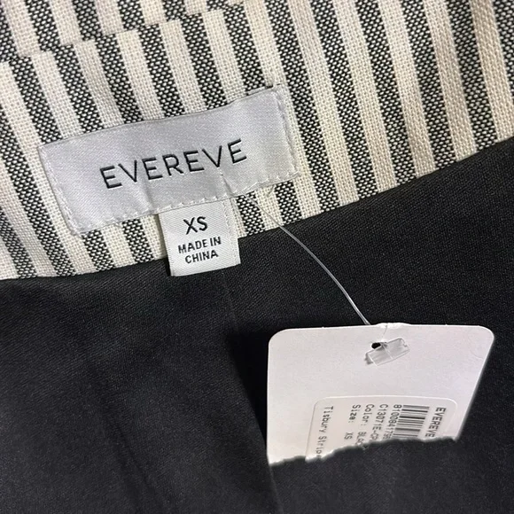 EVEREVE Tisbury stripe one button blazer blk white NWT cotton poly size XS